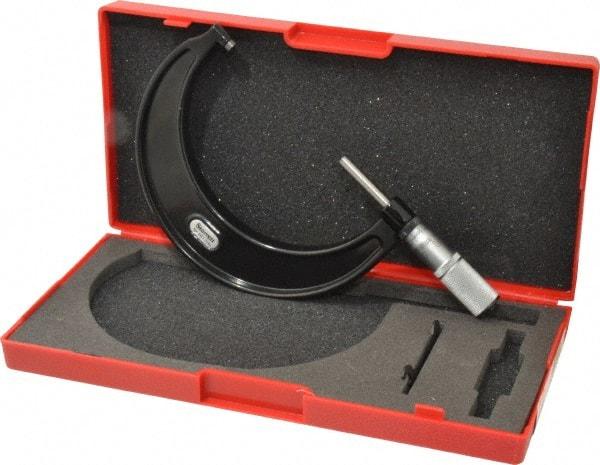 Starrett - 3 to 4" Range, 0.0001" Graduation, Mechanical Outside Micrometer - Friction Thimble, Accurate to 0.00005" - Apex Tool & Supply