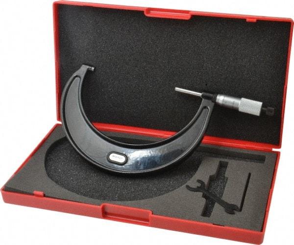 Starrett - 4 to 5" Range, 0.001" Graduation, Mechanical Outside Micrometer - Ratchet Stop Thimble, Accurate to 0.00015" - Apex Tool & Supply