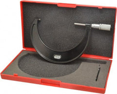 Starrett - 4 to 5" Range, 0.0001" Graduation, Mechanical Outside Micrometer - Friction Thimble, Accurate to 0.00005" - Apex Tool & Supply