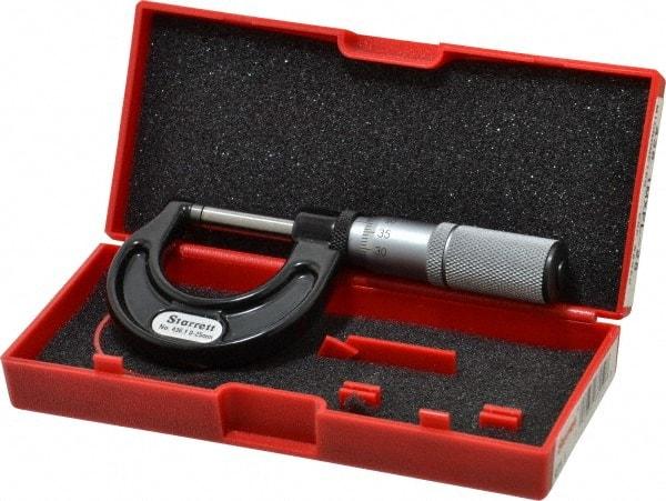 Starrett - 0 to 25mm Range, 0.01mm Graduation, Mechanical Outside Micrometer - Friction Thimble, Accurate to 0.002mm - Apex Tool & Supply