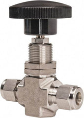 Ham-Let - 5,000 Max psi, 3/8" Pipe, 316 Grade Stainless Steel, Inline Stem Regulating Instrumentation Needle Valve - Compression x Compression End Connections - Apex Tool & Supply