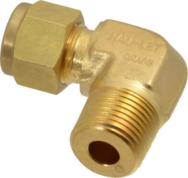 Ham-Let - 3/8" OD, Brass Male Elbow - Comp x MNPT Ends - Apex Tool & Supply
