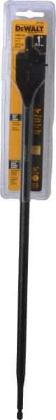 DeWALT - 1", 1/4" Straight Shank, Bright Finish, High Speed Steel, Spade Blade Drill Bit - No Spurs, 16" Overall Length, No Wire Fishing Hole - Apex Tool & Supply
