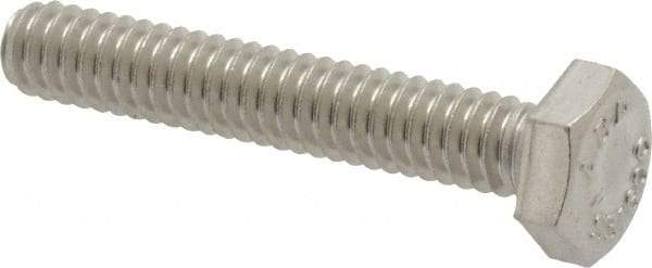 Value Collection - 1/4-20 UNC, 1-1/2" Length Under Head Hex Head Cap Screw - Fully Threaded, Grade 316 Stainless Steel, Uncoated, 7/16" Hex - Apex Tool & Supply