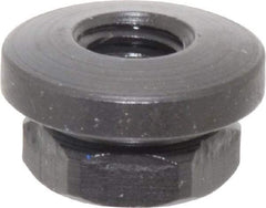 Gibraltar - 5/16-18 Steel Black Oxide Spherical Flange Nut - Grade 12L14, 3/8" High, 3/4" Diam x 1/8" High Flange, 1-1/4" Radius - Apex Tool & Supply