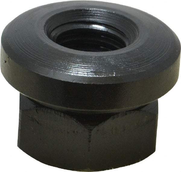 Gibraltar - 1/2-13 Steel Black Oxide Spherical Flange Nut - Grade 12L14, 11/16" High, 1-1/8" Diam x 3/16" High Flange, 1-1/2" Radius - Apex Tool & Supply