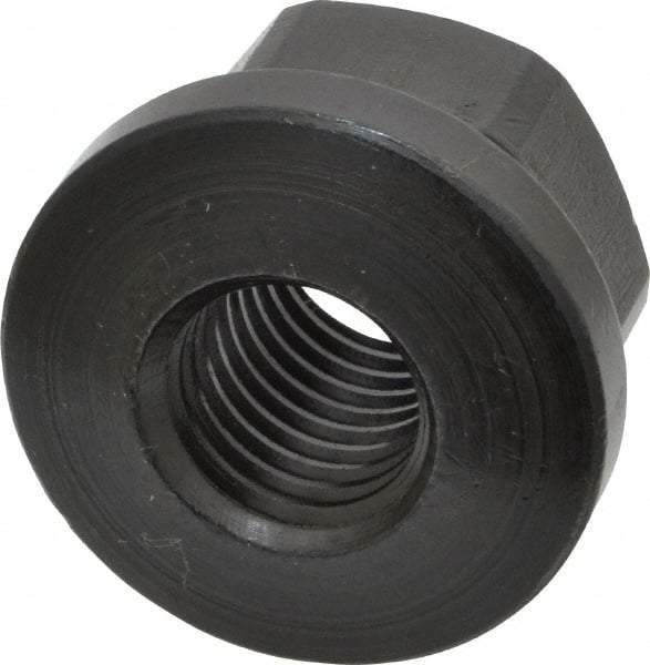 Gibraltar - 3/4-10 Steel Black Oxide Spherical Flange Nut - Grade 12L14, 1" High, 1-5/8" Diam x 1/4" High Flange, 2-1/4" Radius - Apex Tool & Supply