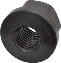 Gibraltar - 3/4-10 Steel Black Oxide Spherical Flange Nut - Grade 12L14, 1" High, 1-5/8" Diam x 1/4" High Flange, 2-1/4" Radius - Apex Tool & Supply