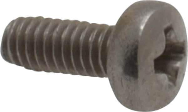 Value Collection - M2.5x0.45 Metric Coarse, 6mm Length Under Head Phillips Drive Machine Screw - Pan Head, Grade 18-8 & A2 Stainless Steel, Uncoated, Without Washer - Apex Tool & Supply