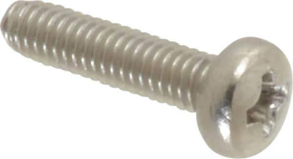 Value Collection - M2.5x0.45 Metric Coarse, 10mm Length Under Head Phillips Drive Machine Screw - Pan Head, Grade 18-8 & A2 Stainless Steel, Uncoated, Without Washer - Apex Tool & Supply