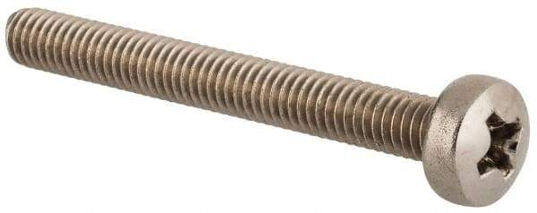 Value Collection - M4x0.70 Metric Coarse, 35mm Length Under Head Phillips Drive Machine Screw - Pan Head, Grade 18-8 & A2 Stainless Steel, Uncoated, Without Washer - Apex Tool & Supply