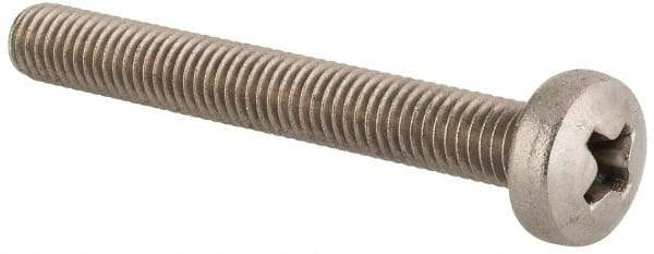 Value Collection - M5x0.80 Metric Coarse, 40mm Length Under Head Phillips Drive Machine Screw - Pan Head, Grade 18-8 & A2 Stainless Steel, Uncoated, Without Washer - Apex Tool & Supply