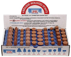 Made in USA - 100 Piece Aluminum Oxide Vitrified Mounted Stone Abrasive Point Set - Includes Shapes A4, A12, A14, A21, A32, A37, A39, A40, W206 & W218 - Apex Tool & Supply