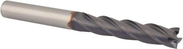 Niagara Cutter - 3/8", 2" LOC, 3/8" Shank Diam, 4" OAL, 4 Flute, Solid Carbide Square End Mill - Single End, TiAlN Finish, Spiral Flute, 30° Helix, Centercutting, Right Hand Cut, Right Hand Flute, Series C430 - Apex Tool & Supply