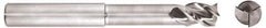Niagara Cutter - 3/8", 1/2" LOC, 3/8" Shank Diam, 6" OAL, 3 Flute, Solid Carbide Square End Mill - Single End, Uncoated, Spiral Flute, 45° Helix, Centercutting, Right Hand Cut, Right Hand Flute, Series AN345 - Apex Tool & Supply