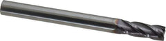 Niagara Cutter - 3/8", 1" LOC, 3/8" Shank Diam, 4" OAL, 4 Flute, Solid Carbide Square End Mill - Single End, TiAlN Finish, Spiral Flute, 30° Helix, Centercutting, Right Hand Cut, Right Hand Flute, Series C430 - Apex Tool & Supply