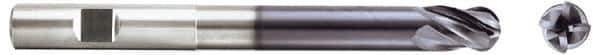 Niagara Cutter - 7/16" Diam, 9/16" LOC, 4 Flute Solid Carbide Ball End Mill - TiAlN Finish, Single End, 4" OAL, 7/16" Shank Diam, Spiral Flute - Apex Tool & Supply