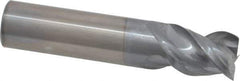 Niagara Cutter - 5/8", 3/4" LOC, 5/8" Shank Diam, 3" OAL, 3 Flute, Solid Carbide Square End Mill - Single End, TiCN Finish, Spiral Flute, 45° Helix, Centercutting, Right Hand Cut, Right Hand Flute, Series A345 - Apex Tool & Supply