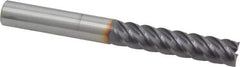 Niagara Cutter - 7/16", 2" LOC, 7/16" Shank Diam, 4" OAL, 5 Flute, Solid Carbide Square End Mill - Single End, TiAlN Finish, Spiral Flute, 45° Helix, Centercutting, Right Hand Cut, Right Hand Flute, Series S545 - Apex Tool & Supply
