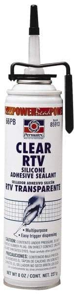 Permatex - 7.25 oz Can Clear RTV Silicone Joint Sealant - -75 to 400°F Operating Temp, 24 hr Full Cure Time - Apex Tool & Supply