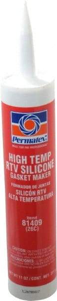 Permatex - 11 oz Cartridge Red RTV Silicone Gasket Sealant - -65 to 600°F Operating Temp, 24 hr Full Cure Time - Apex Tool & Supply