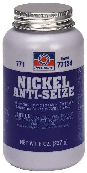 Permatex - 8 oz Bottle High Temperature Anti-Seize Lubricant - Nickel, -65 to 2,400°F, Gray, Water Resistant - Apex Tool & Supply