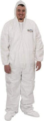 KleenGuard - Size L Film Laminate Chemical Resistant Coveralls - White, Zipper Closure, Open Cuffs, Open Ankles - Apex Tool & Supply