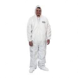 KleenGuard - Size XL Film Laminate Chemical Resistant Coveralls - White, Zipper Closure, Open Cuffs, Open Ankles - Apex Tool & Supply