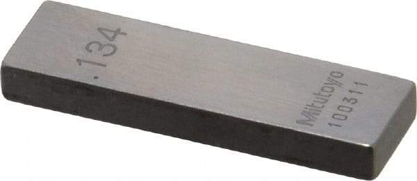 Mitutoyo - 0.134" Rectangular Steel Gage Block - Accuracy Grade 0, Includes Certificate of Inspection - Apex Tool & Supply