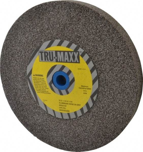 Tru-Maxx - 36 Grit Aluminum Oxide Bench & Pedestal Grinding Wheel - 10" Diam x 1-1/4" Hole x 1-1/4" Thick, 3250 Max RPM, O Hardness, Very Coarse Grade , Vitrified Bond - Apex Tool & Supply