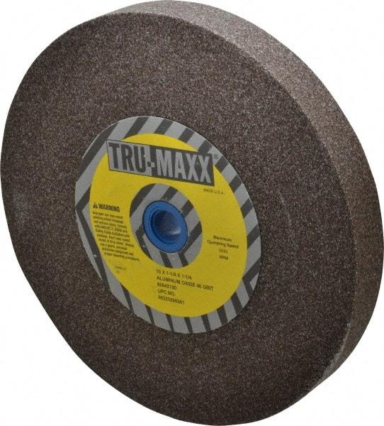 Tru-Maxx - 46 Grit Aluminum Oxide Bench & Pedestal Grinding Wheel - 10" Diam x 1-1/4" Hole x 1-1/4" Thick, 3250 Max RPM, P Hardness, Coarse Grade , Vitrified Bond - Apex Tool & Supply