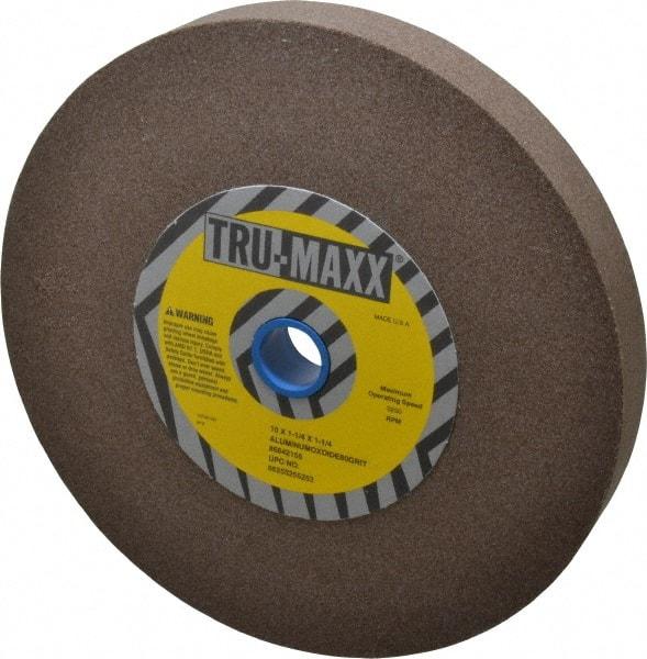 Tru-Maxx - 80 Grit Aluminum Oxide Bench & Pedestal Grinding Wheel - 10" Diam x 1-1/4" Hole x 1-1/4" Thick, 3250 Max RPM, P Hardness, Medium Grade , Vitrified Bond - Apex Tool & Supply