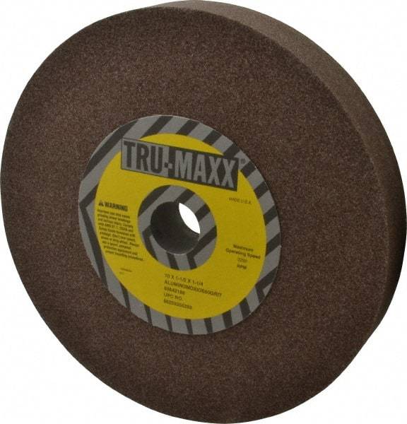 Tru-Maxx - 60 Grit Aluminum Oxide Bench & Pedestal Grinding Wheel - 10" Diam x 1-1/2" Hole x 1-1/2" Thick, 3250 Max RPM, P Hardness, Medium Grade , Vitrified Bond - Apex Tool & Supply