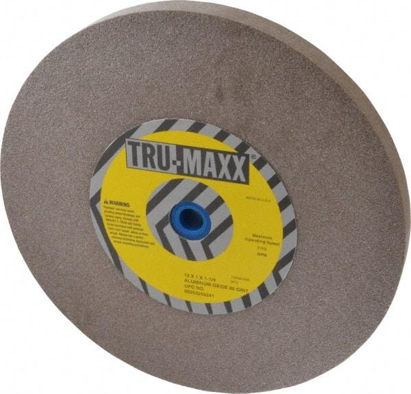 Tru-Maxx - 80 Grit Aluminum Oxide Bench & Pedestal Grinding Wheel - 12" Diam x 1-1/4" Hole x 1" Thick, 2705 Max RPM, P Hardness, Medium Grade , Vitrified Bond - Apex Tool & Supply