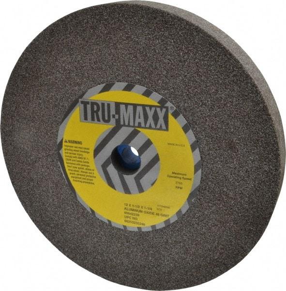 Tru-Maxx - 46 Grit Aluminum Oxide Bench & Pedestal Grinding Wheel - 12" Diam x 1-1/4" Hole x 1-1/2" Thick, 2705 Max RPM, P Hardness, Coarse Grade , Vitrified Bond - Apex Tool & Supply