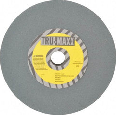 Tru-Maxx - 120 Grit Silicon Carbide Bench & Pedestal Grinding Wheel - 10" Diam x 1-1/4" Hole x 1" Thick, 3250 Max RPM, K Hardness, Fine Grade , Vitrified Bond - Apex Tool & Supply