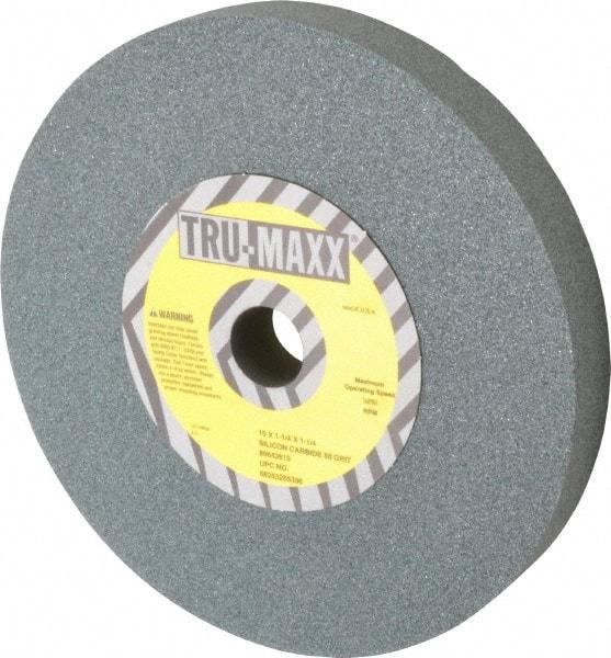 Tru-Maxx - 80 Grit Silicon Carbide Bench & Pedestal Grinding Wheel - 10" Diam x 1-1/4" Hole x 1-1/4" Thick, 3250 Max RPM, K Hardness, Medium Grade , Vitrified Bond - Apex Tool & Supply