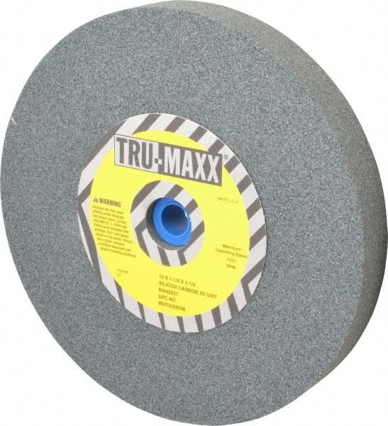 Tru-Maxx - 60 Grit Silicon Carbide Bench & Pedestal Grinding Wheel - 10" Diam x 1-1/4" Hole x 1-1/4" Thick, 3250 Max RPM, K Hardness, Medium Grade , Vitrified Bond - Apex Tool & Supply