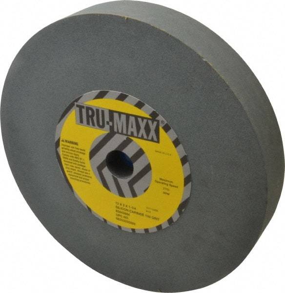 Tru-Maxx - 120 Grit Silicon Carbide Bench & Pedestal Grinding Wheel - 12" Diam x 1-1/4" Hole x 2" Thick, 2705 Max RPM, K Hardness, Fine Grade , Vitrified Bond - Apex Tool & Supply