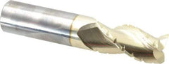 Accupro - 1" Diam, 2" LOC, 3 Flute Solid Carbide Roughing & Finishing Square End Mill - ZrN Finish, 5" OAL, 1" Shank Diam, Straight Shank, 37° Helix, Centercutting - Apex Tool & Supply
