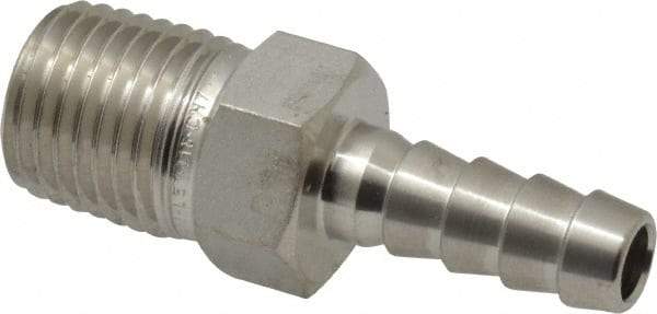 Ham-Let - 1/4" Grade 316 Stainless Steel Pipe Hose Connector - Barb x MNPT End Connections, 7,200 psi - Apex Tool & Supply