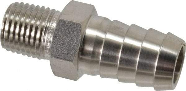 Ham-Let - 1/2 x 1/4" Grade 316 Stainless Steel Pipe Hose Connector - Barb x MNPT End Connections, 7,500 psi - Apex Tool & Supply