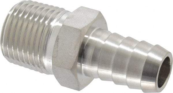 Ham-Let - 1/2" Grade 316 Stainless Steel Pipe Hose Connector - Barb x MNPT End Connections, 7,200 psi - Apex Tool & Supply