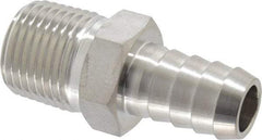 Ham-Let - 1/2" Grade 316 Stainless Steel Pipe Hose Connector - Barb x MNPT End Connections, 7,200 psi - Apex Tool & Supply