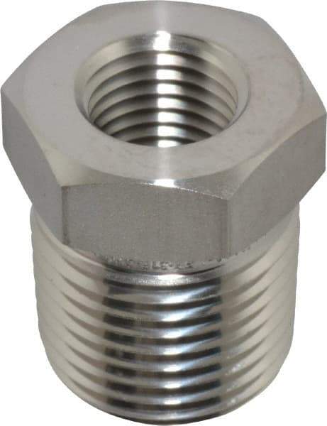Ham-Let - 1/2 x 1/4" Grade 316 Stainless Steel Pipe Hex Bushing - MNPT x FNPT End Connections, 6,200 psi - Apex Tool & Supply