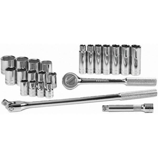 SK - 1/2" Drive Standard Deep Socket Set - 7/16 to 1-1/4", Inch Measurement Standard - Apex Tool & Supply