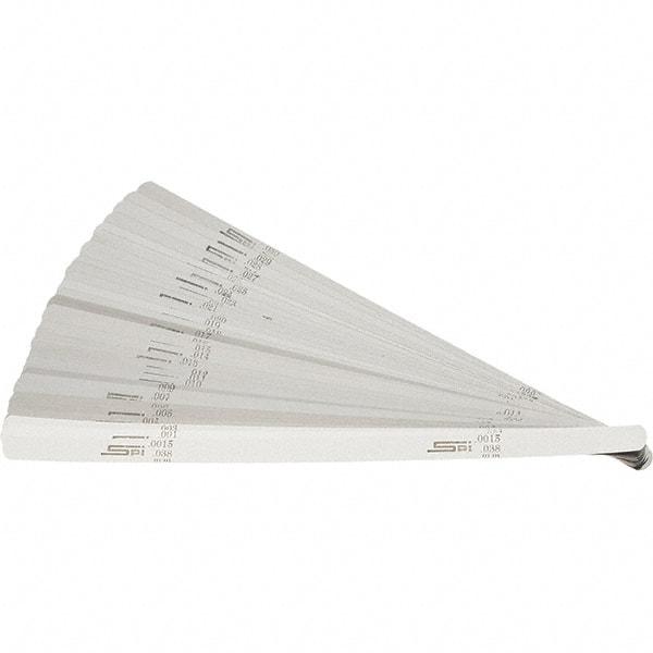 SPI - 32 Piece, 0.001 to 0.03" Thick, Parallel Feeler Gage Set - 12" Leaf Length, 1/2" Wide, High Carbon Steel - Apex Tool & Supply