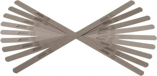 SPI - 108 Piece, 0.0015 to 0.015", Parallel Feeler Gage Set - 12" Long x 1/2" Wide, Tempered Steel - Apex Tool & Supply