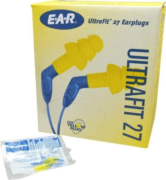 3M - Reusable, Uncorded, 27 dB, Flange Earplugs - Yellow, 100 Pairs - Apex Tool & Supply