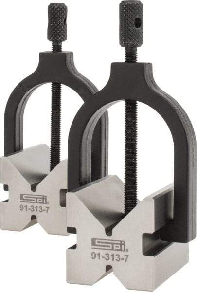 SPI - 1/2 to 1-3/32" Capacity, 90° Angle, Hardened Steel V-Block - 2" Long x 1-1/2" Wide x 1-1/2" High, Sold as 2 Block Set - Apex Tool & Supply